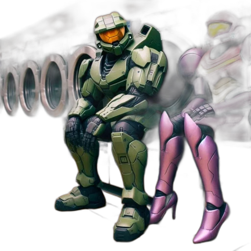 robot, weapon, concept art, vaporwave transparent PNG cut-out