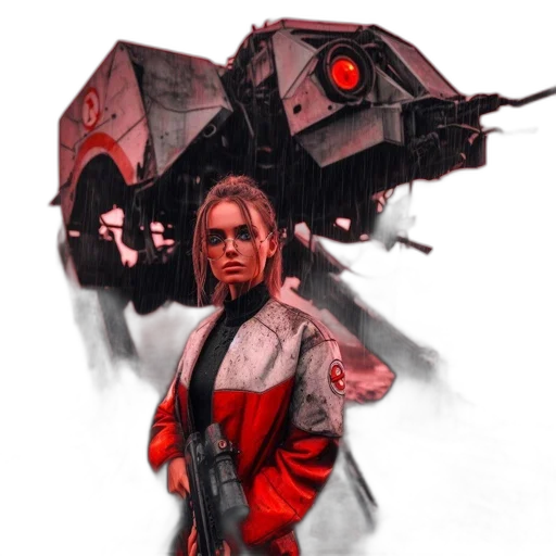jacket, robot, weapon, concept art transparent PNG cut-out