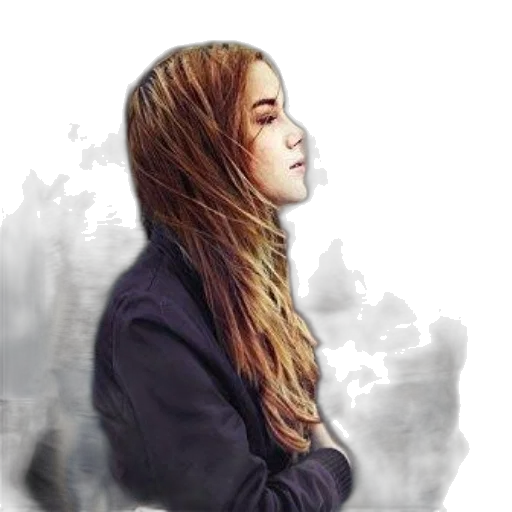 face, jacket, hair, photorealistic transparent PNG cut-out