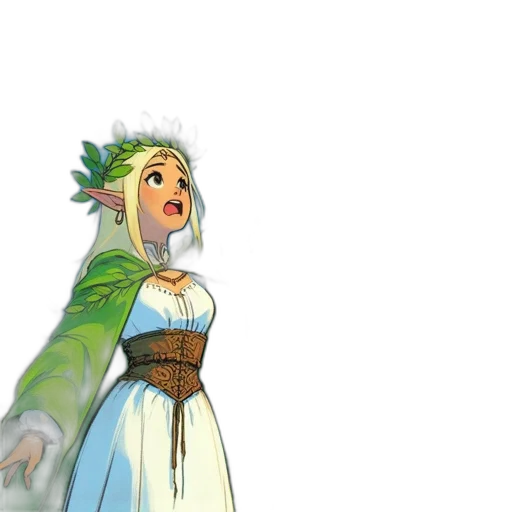 dress, staff, concept art, fantasy art transparent PNG cut-out