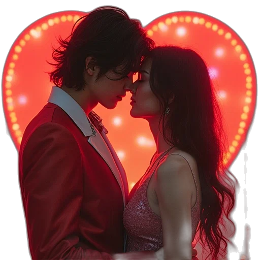 photorealistic, neon lights, red, love transparent PNG cut-out
