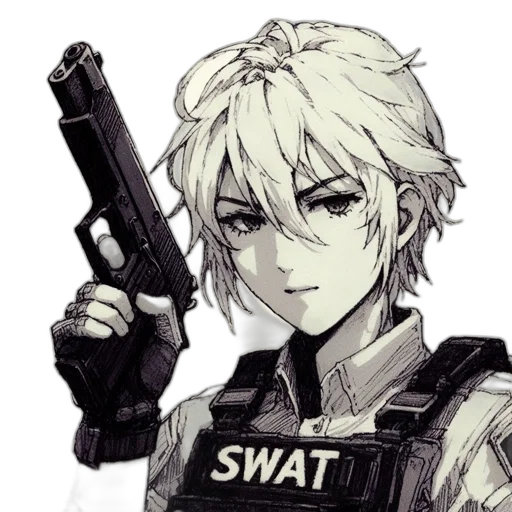 weapon, staff, jacket, anime transparent PNG cut-out