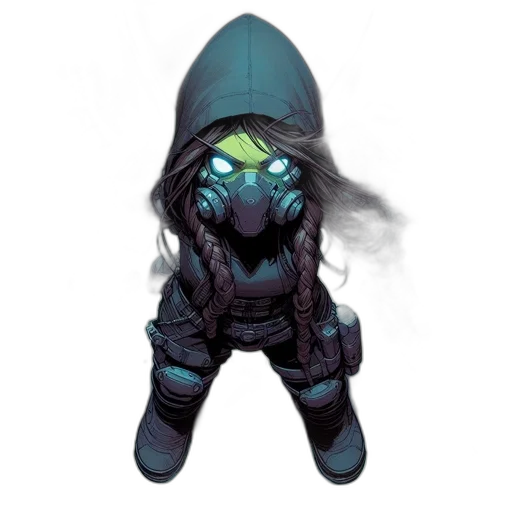 mask, jacket, creature, staff transparent PNG cut-out
