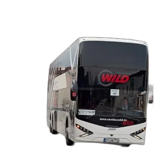 3d render, white, double-decker, bus transparent PNG cut-out