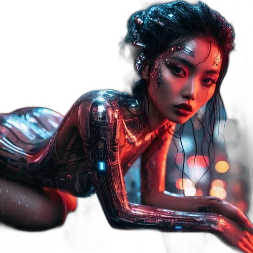 jewelry, robot, dress, cyberpunk transparent PNG cut-out