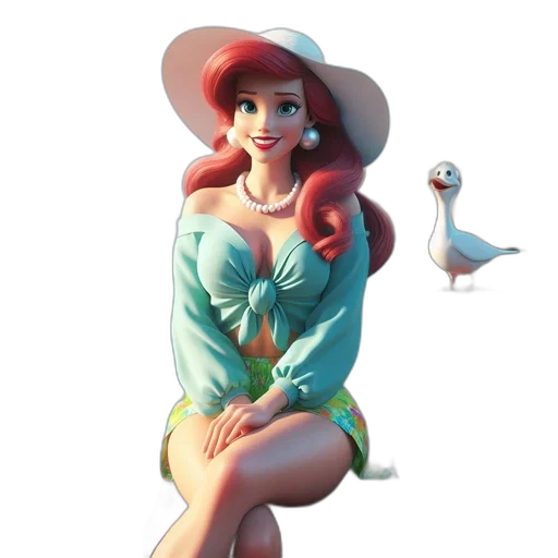dress, hat, 3d render, concept art transparent PNG cut-out