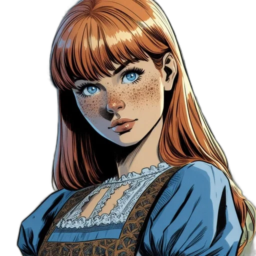 dress, face, comic book art, fantasy art transparent PNG cut-out