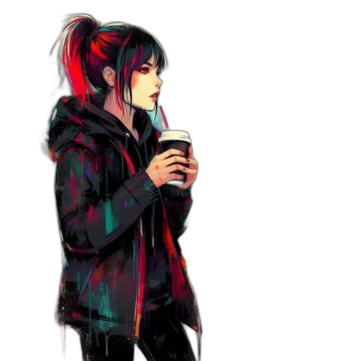 jacket, concept art, cyberpunk, watercolor transparent PNG cut-out