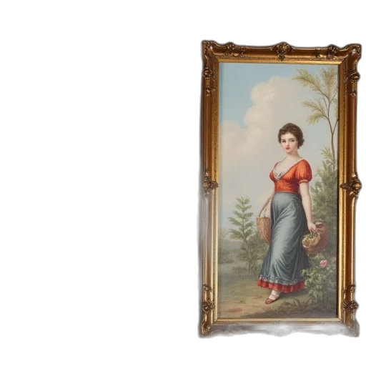 dress, staff, oil painting, photorealistic transparent PNG cut-out