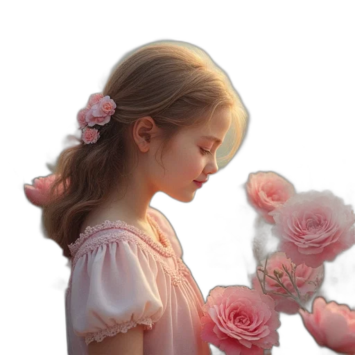dress, flower, face, crown transparent PNG cut-out