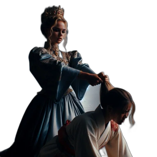 crown, hair, staff, dress transparent PNG cut-out