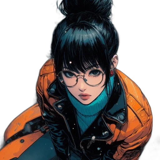 jacket, face, comic book art, concept art transparent PNG cut-out