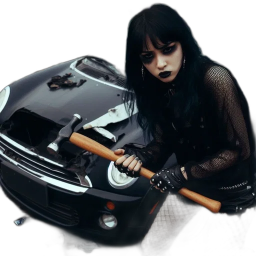 car, weapon, robot, photorealistic transparent PNG cut-out