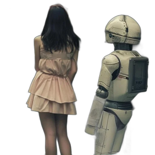 robot, dress, concept art, 3d render transparent PNG cut-out