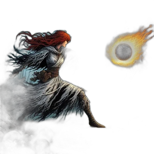 dragon, hair, creature, staff transparent PNG cut-out