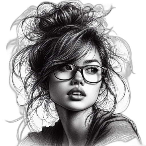 face, hair, photorealistic, pencil sketch transparent PNG cut-out