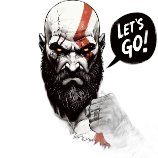 concept art, comic book art, fantasy art, bearded transparent PNG cut-out