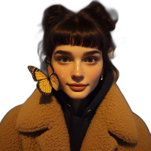 jacket, face, hair, jewelry transparent PNG cut-out