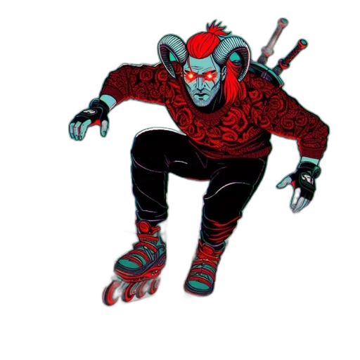creature, jacket, mask, staff transparent PNG cut-out