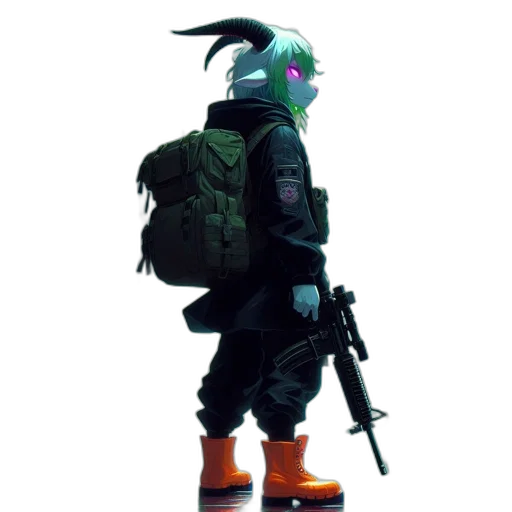 jacket, robot, mask, weapon transparent PNG cut-out