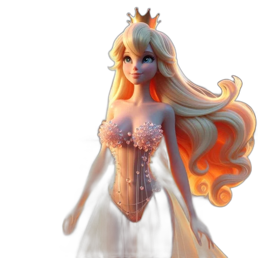 dress, crown, 3d render, fantasy art transparent PNG cut-out