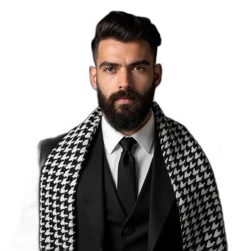 jacket, monochrome, man, full transparent PNG cut-out