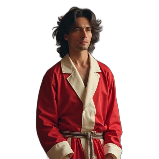 jacket, staff, sword, photorealistic transparent PNG cut-out