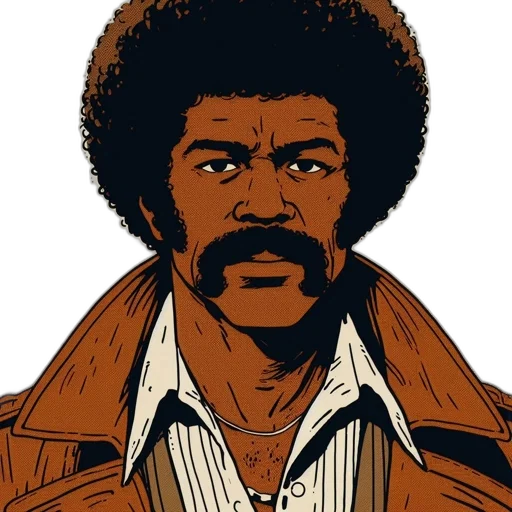 jacket, face, staff, comic book art transparent PNG cut-out