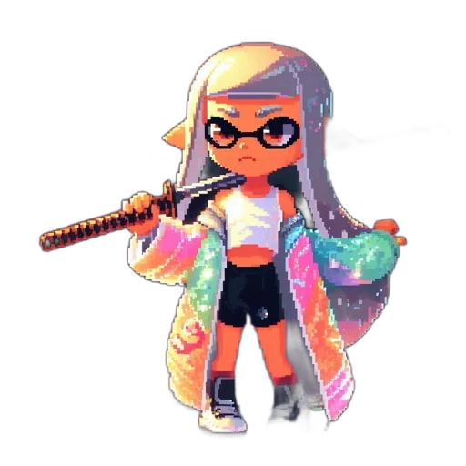 weapon, staff, jacket, vaporwave transparent PNG cut-out