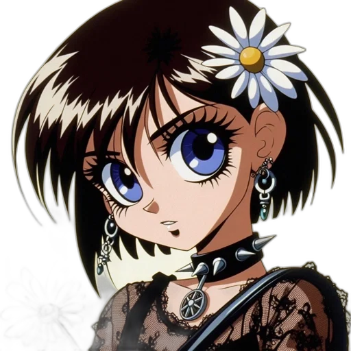 flower, jewelry, face, anime transparent PNG cut-out