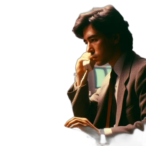 jacket, face, staff, vaporwave transparent PNG cut-out