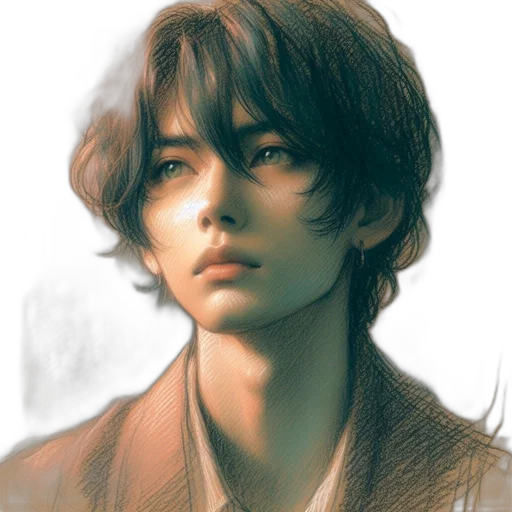face, jacket, photorealistic, oil painting transparent PNG cut-out
