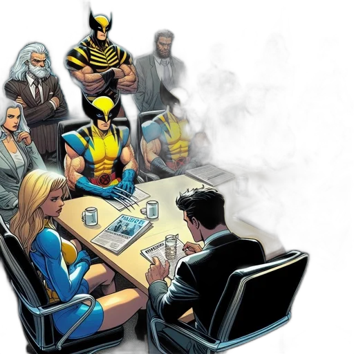 comic book art, concept art, office, setting transparent PNG cut-out