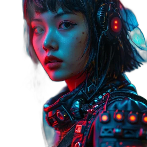 robot, face, jacket, jewelry transparent PNG cut-out