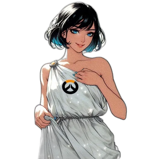 dress, jewelry, staff, comic book art transparent PNG cut-out