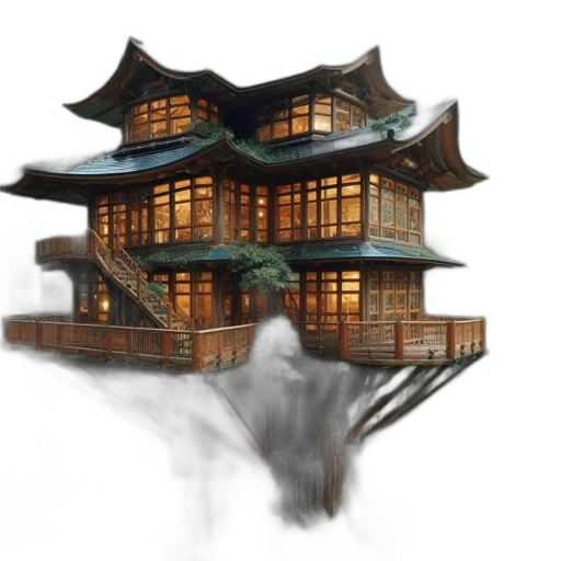 building, dragon, concept art, photorealistic transparent PNG cut-out