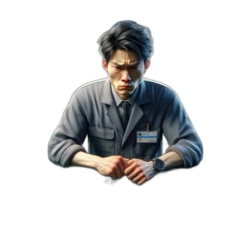 staff, face, jacket, weapon transparent PNG cut-out