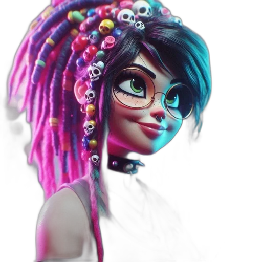 hair, staff, crown, robot transparent PNG cut-out