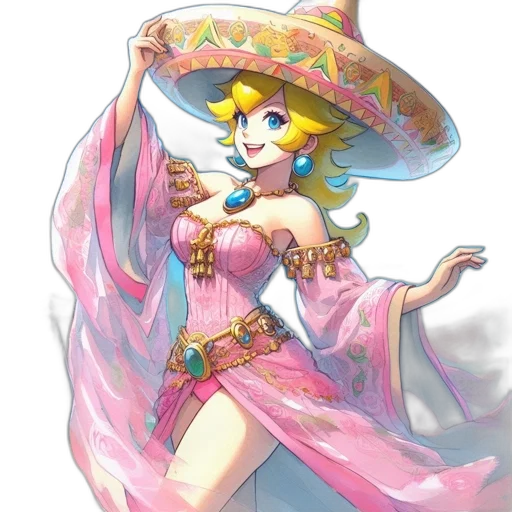 dress, hat, staff, weapon transparent PNG cut-out