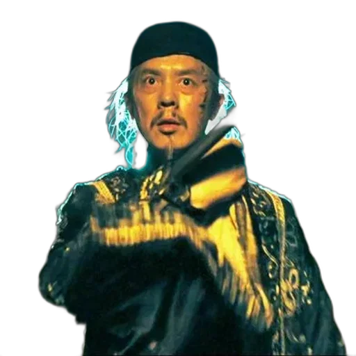 staff, jacket, face, weapon transparent PNG cut-out