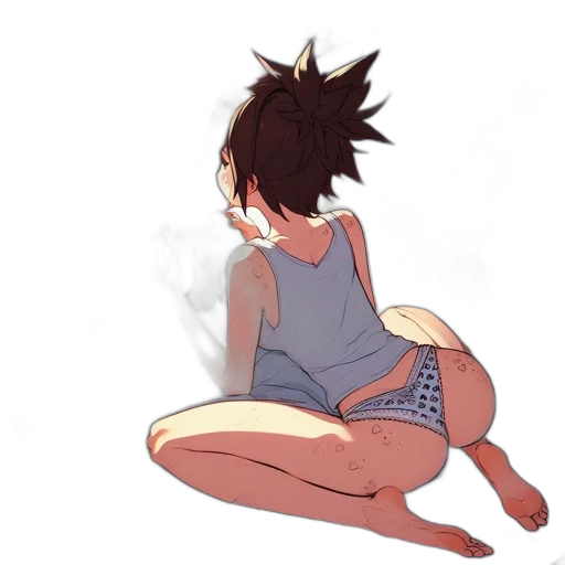 dress, hair, creature, staff transparent PNG cut-out