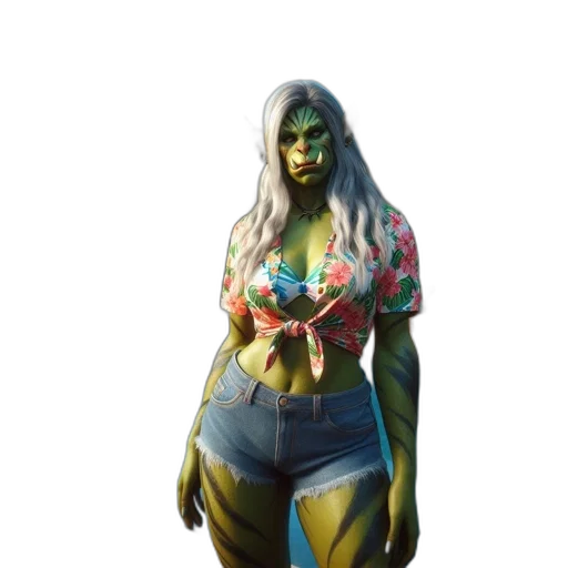 dress, creature, staff, mask transparent PNG cut-out