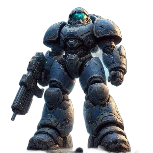 robot, weapon, concept art, 3d render transparent PNG cut-out
