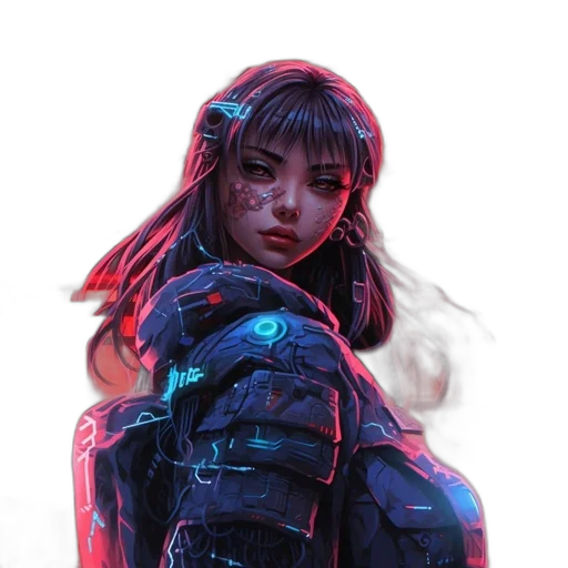 robot, jacket, face, weapon transparent PNG cut-out