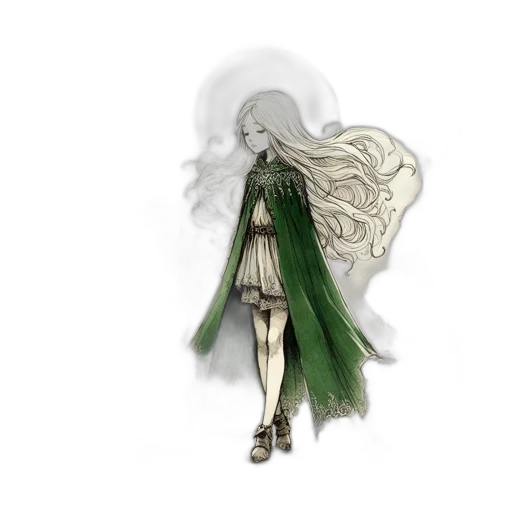 dress, dragon, staff, hair transparent PNG cut-out
