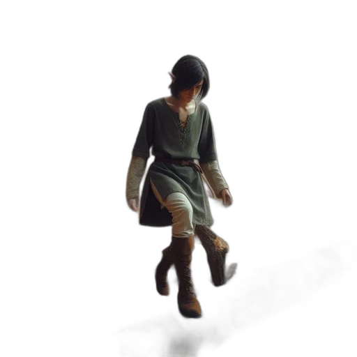jacket, shoes, weapon, staff transparent PNG cut-out
