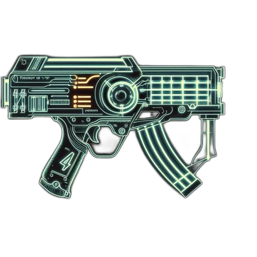 weapon, pixel art, cyberpunk, concept art transparent PNG cut-out
