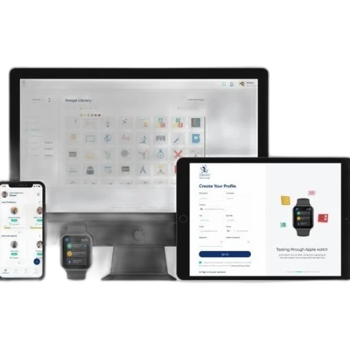 collection, devices, displaying, various transparent PNG cut-out