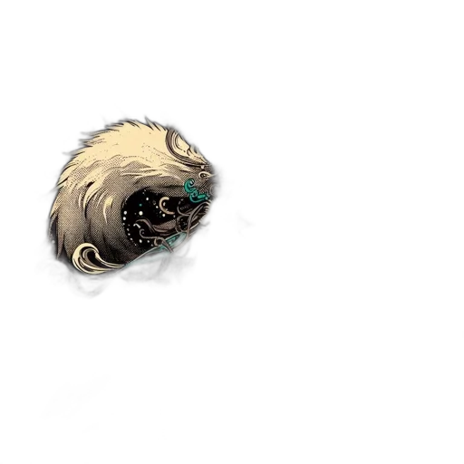 dragon, creature, hair, staff transparent PNG cut-out