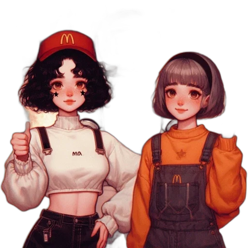 hat, staff, jacket, hair transparent PNG cut-out